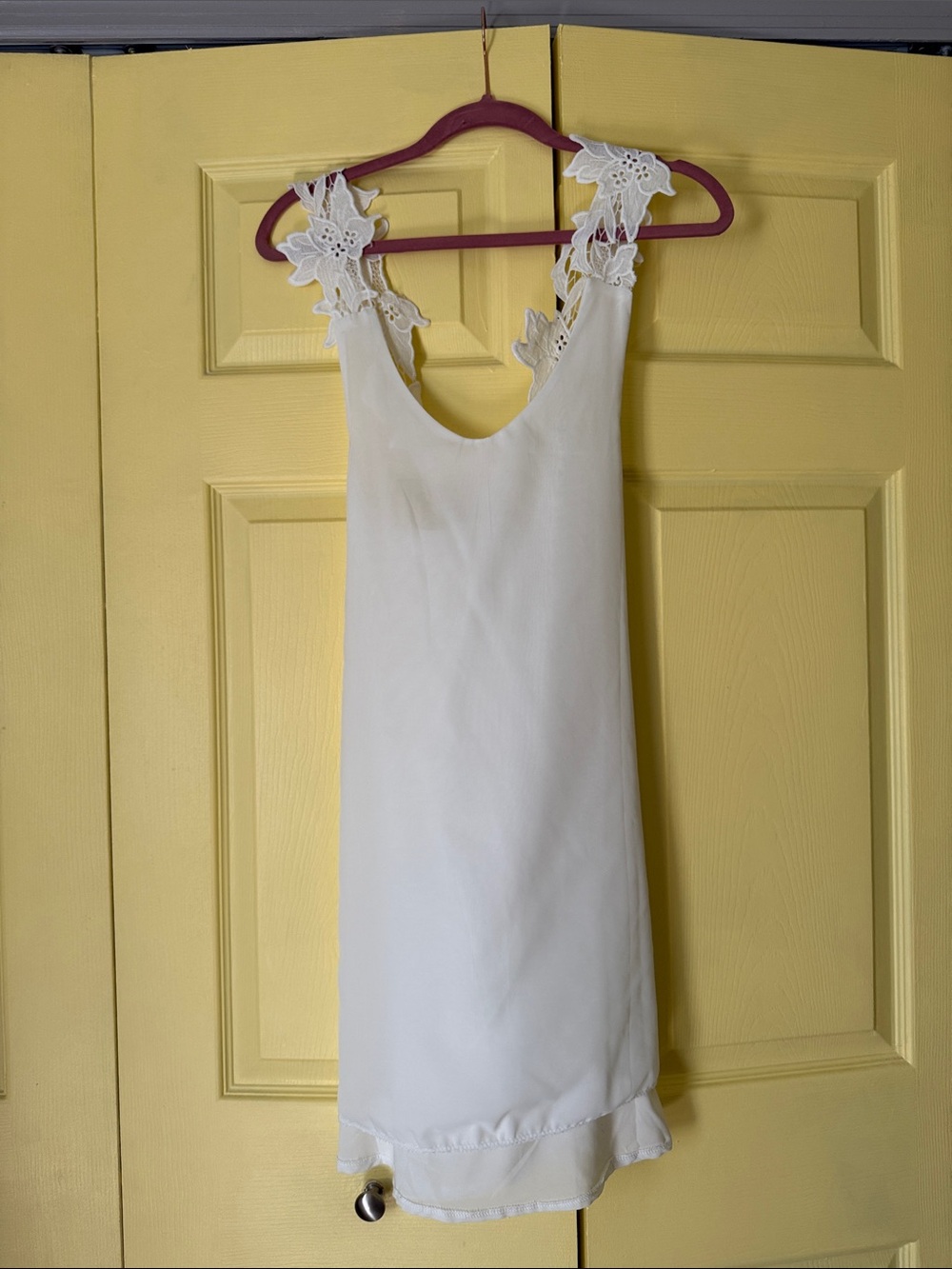White Floral-Appliqué Mini Dress